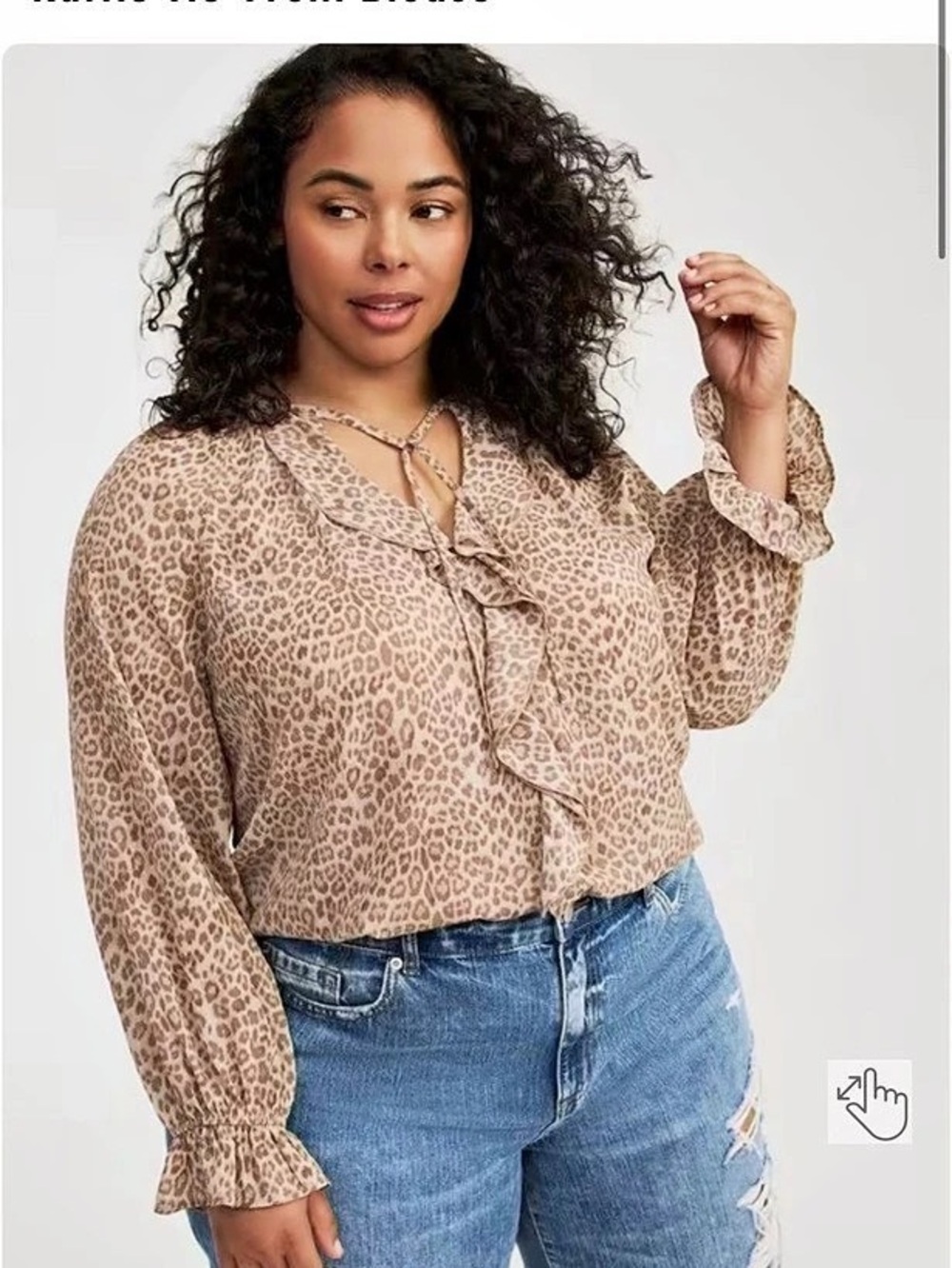 Torrid Ruffle Tie-Front Blouse Leopard Brown & Pink Size 4